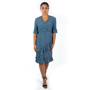 ELMAS PHIL BLUE, GREEN, YELLOW DRESS | WOMENS SIZE L